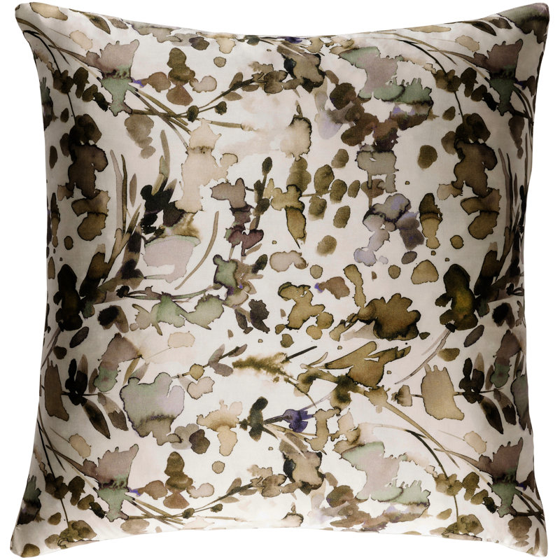 Naida Floral Silk Reversible Throw Pillow, 18" x 18", Burnt Orange/Peach, Polyester/Polyfill