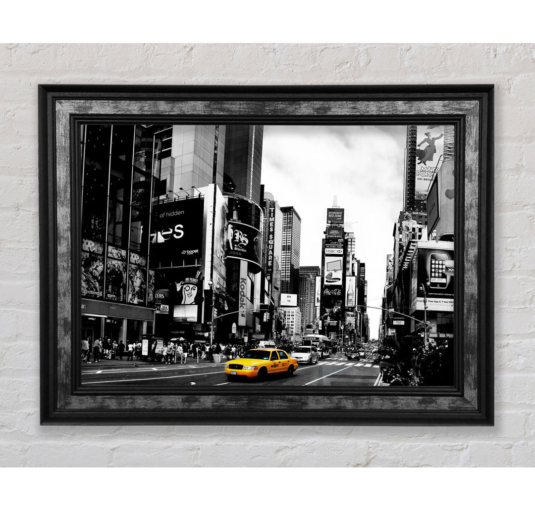 Broadway Yellow Cab B N W - Bilderrahmen Kunstdrucke