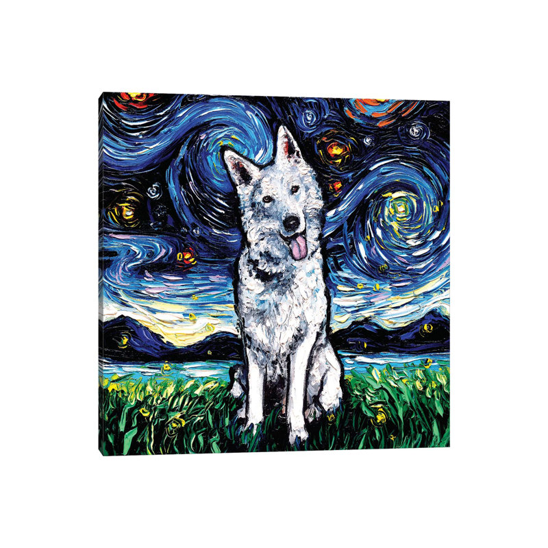 Swiss Shepherd Night by Aja Trier - Wrapped Canvas Print, 30.48 cm H x 30.48 cm W