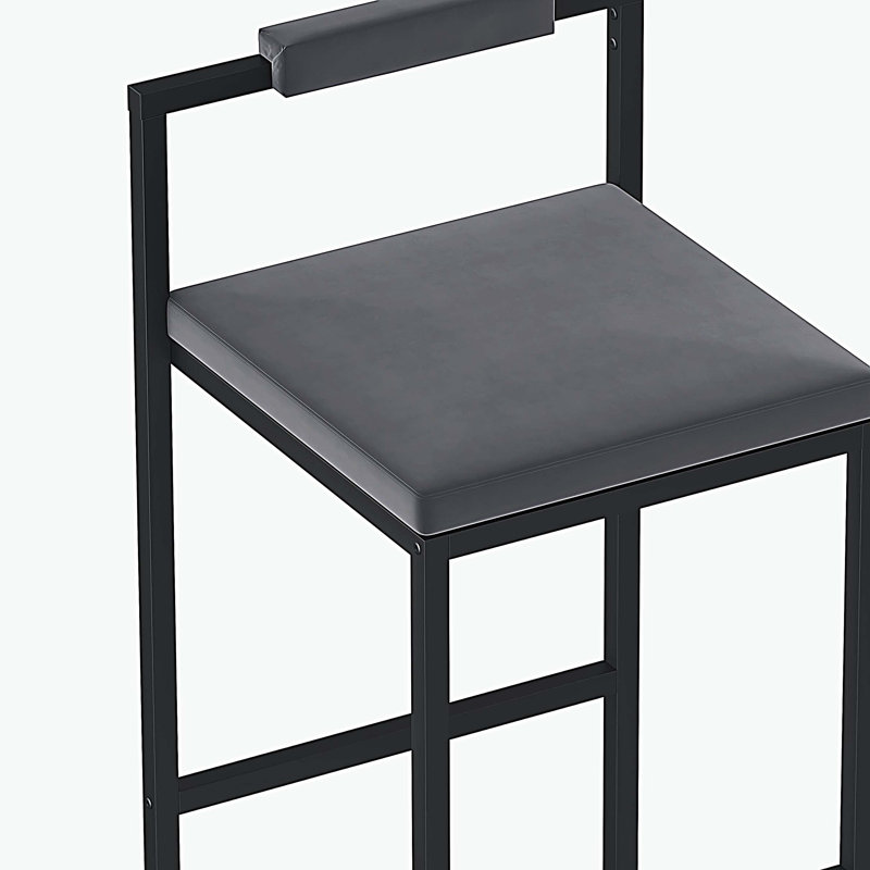Tabourets de bar rembourrés en velours (noir et gris, ensemble de 2), Noir, Gris
