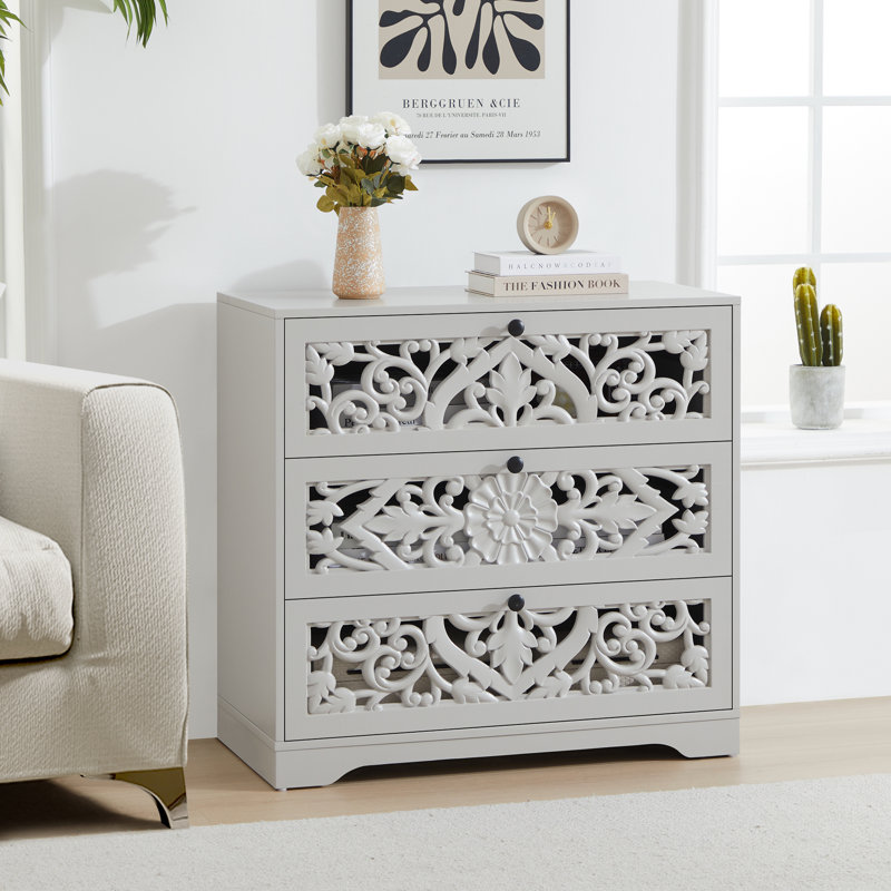 Commode 3 tiroirs Farmhouse, Gris