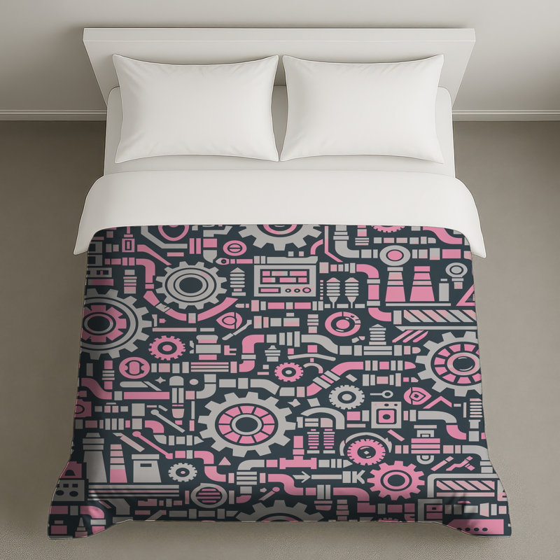 Housses de couette à motif industriel, Twin