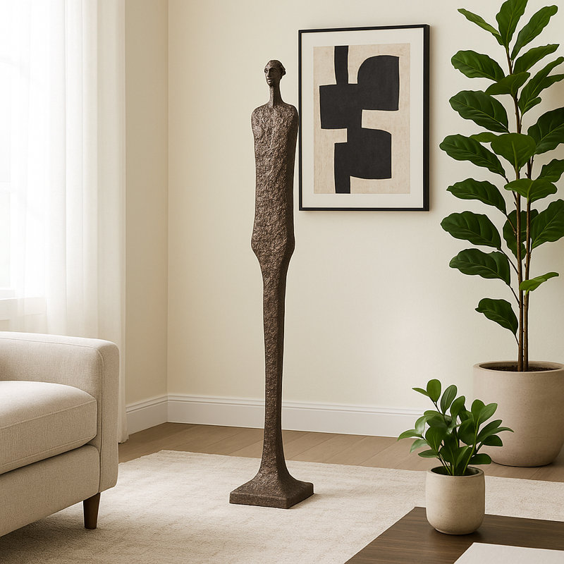 Modern Metal and Aluminum Sculpture with Textured Abstract Human Form, Contemporary Decorative Figurine Design, Artistic Minimalist Silhouette for Stylish Contemporary Display