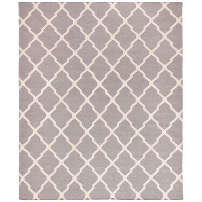 Rodgers Hand Woven Flat Weave Wool/Cotton Geometric Rug in Gray/Black