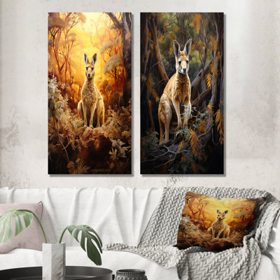 «Kangaroo Portrait Ponder Bushland», ensemble de 2 impressions sur toile kangourou