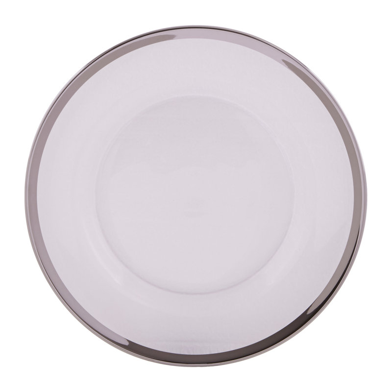 Ida Glass Dinner Plate With Silver Rim