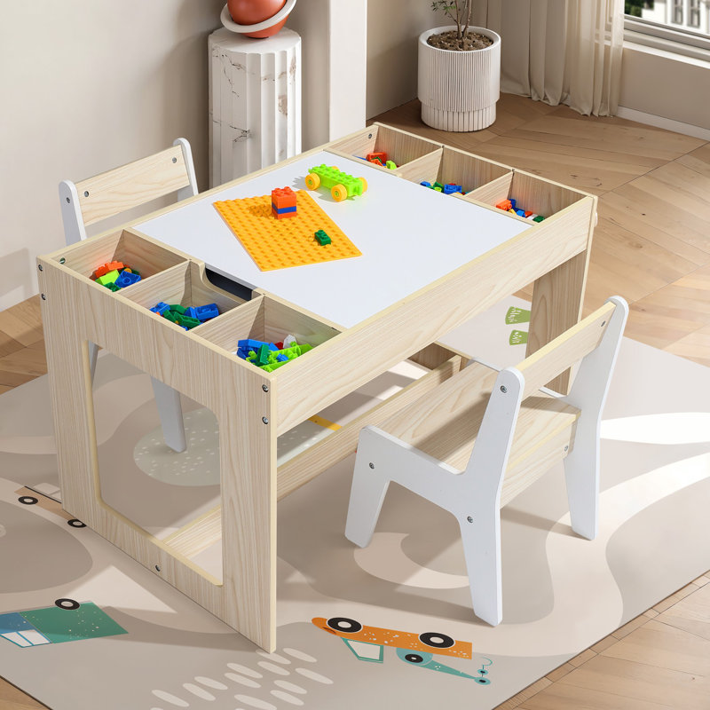 Drawing and Activty Board Children Table with 2 Chairs Set