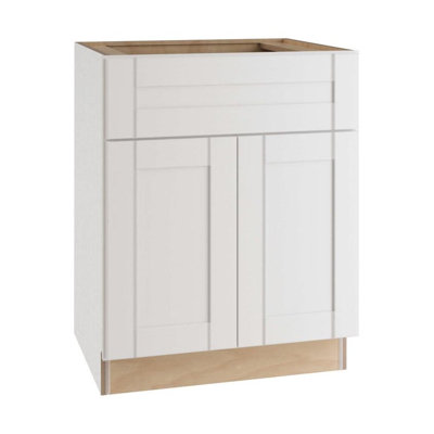 Gallery Express Mercer Plywood Assembled 30 in W X 21 in D X 34.5 in H Vanity Depth Sink Base Kitchen Cabinet in White