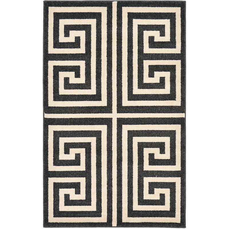 Barreto Performance Black/Beige Rug, Rectangle 3'3" x 5'3"