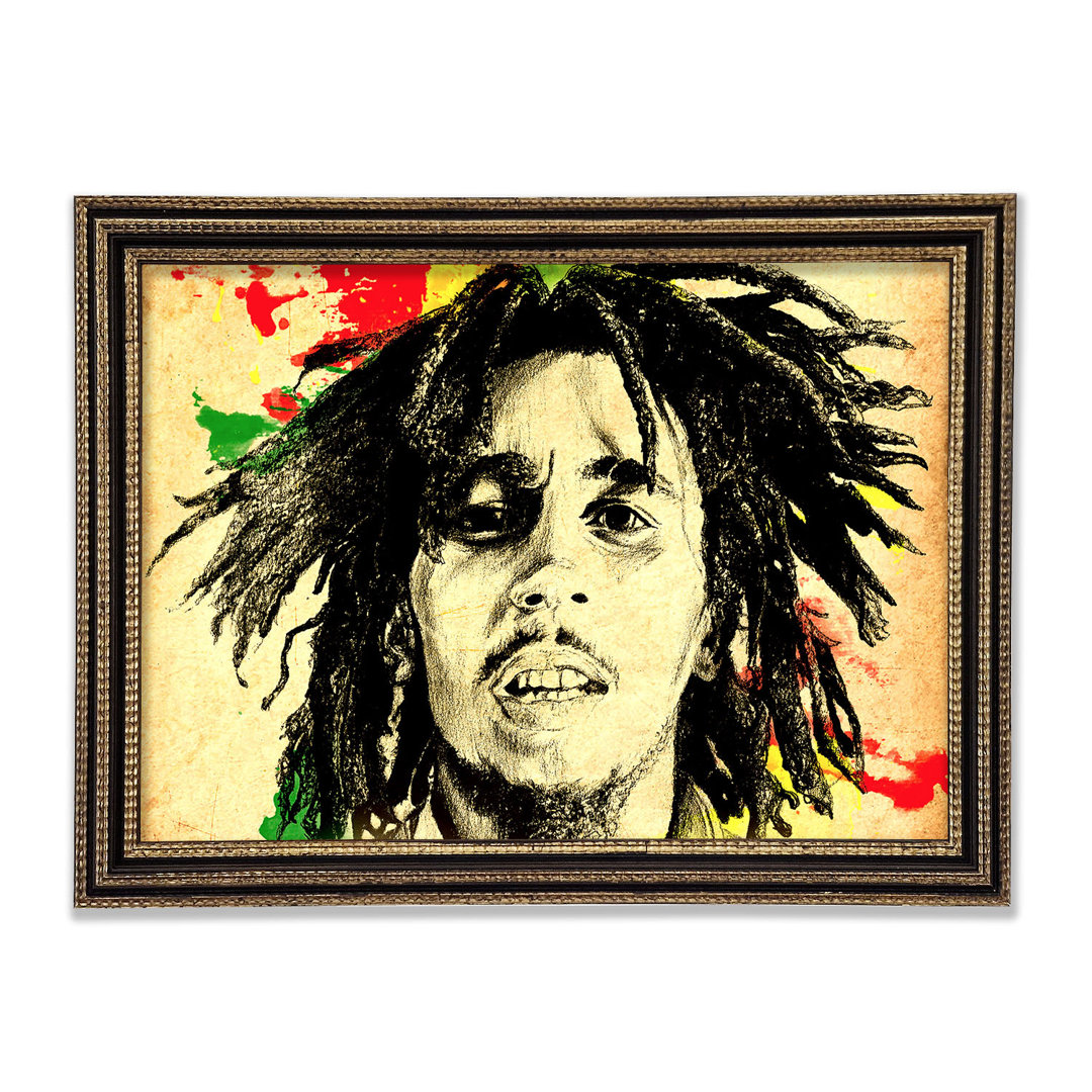 Gerahmtes Wandbild Bob Marley Splash Colour