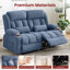 Causeuse inclinable en tissu bleu avec inclinaison à 155 degrés et poches latérales