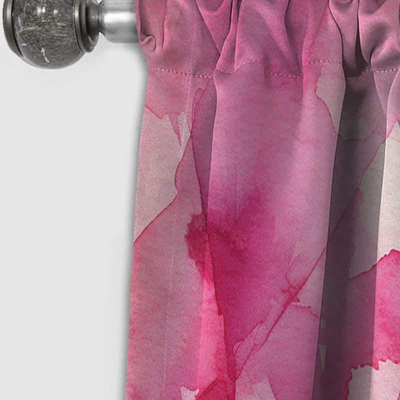 Abstract Curtain Panel, Pink Gemstone Pattern Blackout Decor - Pink Gemstones Fusion II, 52" W x 84" L