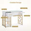 Table à manucure moderne Varduhi avec tiroirs, bureau clouté avec tablettes en verre