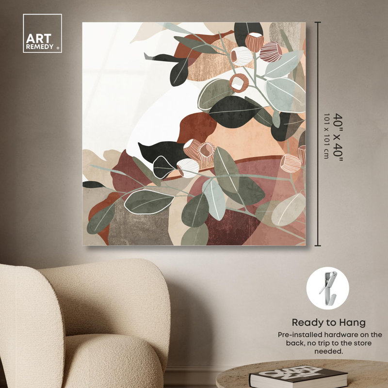 «Neutral Leaves Palm Leaf», reproduction d'art sur toile par Art Remedy, H 40 po x l 40 po