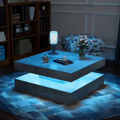 LED Light Coffee Table for Living Room with Storage Drawers