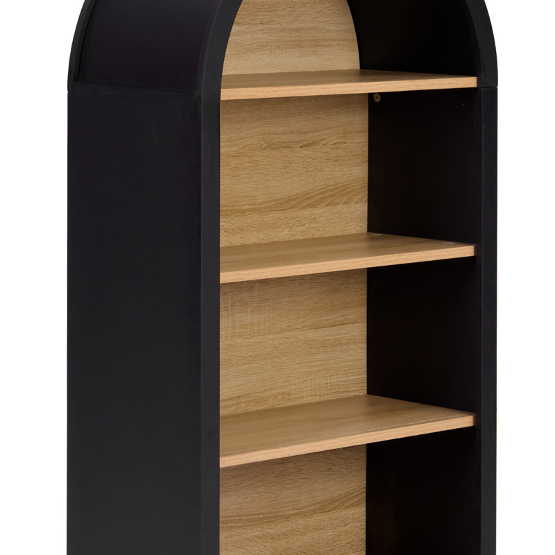Bibliothèque à 4 niveaux arquée de 43 pouces de hauteur avec tablettes de rangement pour un décor moderne et rétro