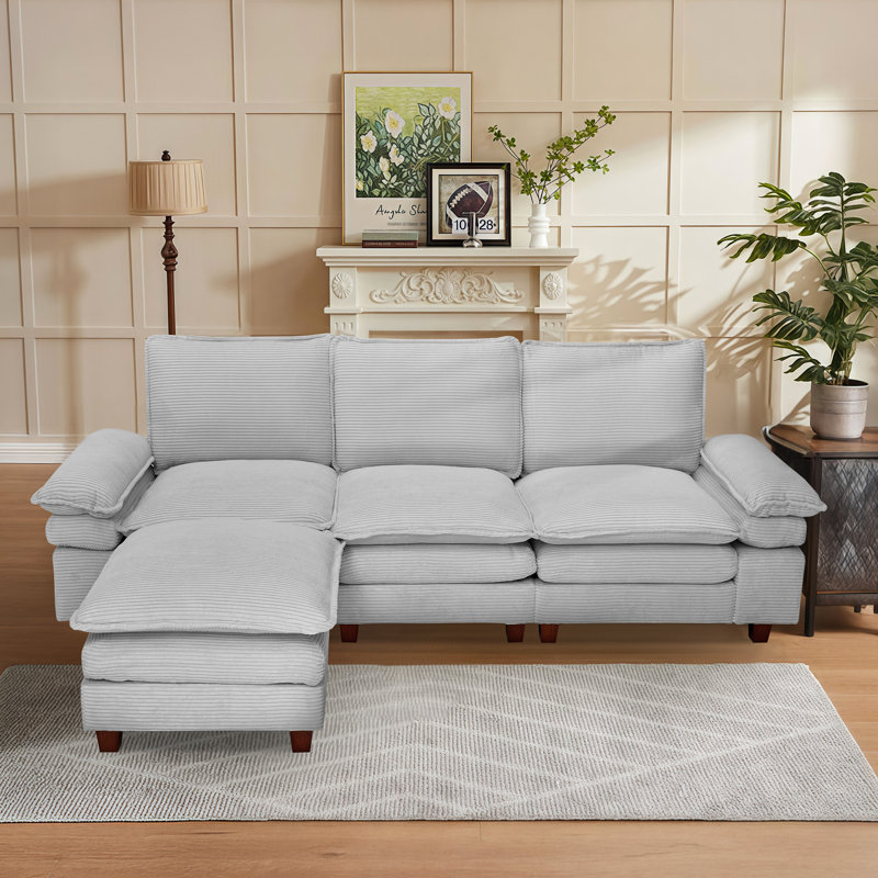 Oversized modern comfy comfy sofa with Ottoman, Grey