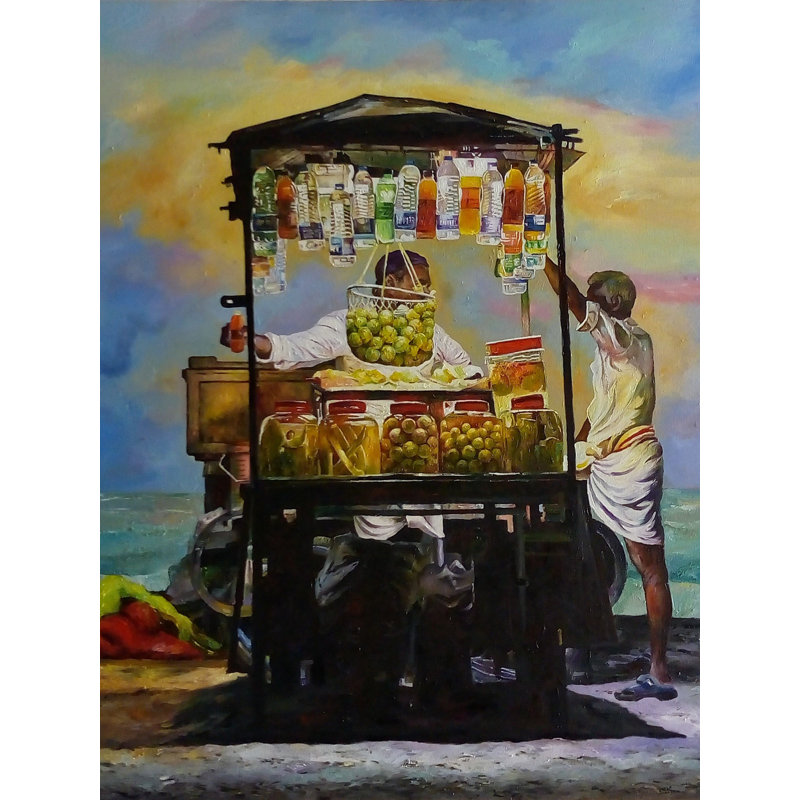 Hawker par la mer | Huile sur toile | Peinture pour décoration murale
