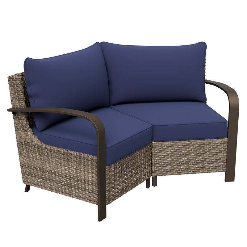 Chaise de patio en osier avec coussins (ensemble de 2), Bleu très foncé