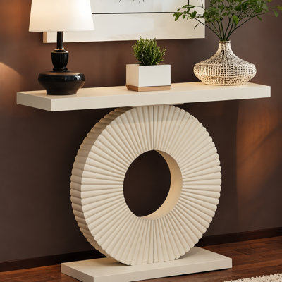 Modern Console Table 40" Wood Sofa Table with Geometric Base