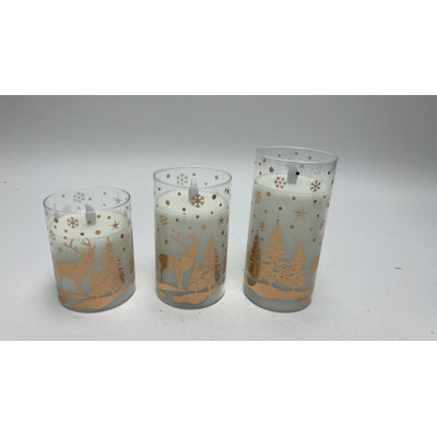 Unscented Flameless Jar Candle with Glass Holder