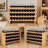 four-layer bamboo wood combinable wine display rack stackable holds thirty-six wine bottles