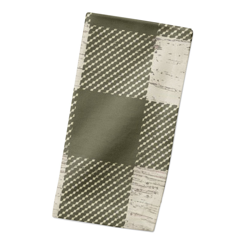 Murin Cotton Twill Checkered Square Napkin, Green