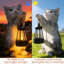 Statue de jardin pour chat 10 pouces avec lanterne solaire, statue solaire, décoration en résine pour patio, pelouse et espaces extérieurs
