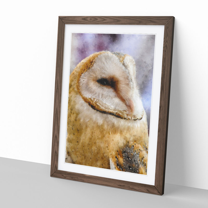 Barn Owl Vol.4 - Picture Frame Painting, 65cm H x 48cm W x 2cm D, Walnut Framed