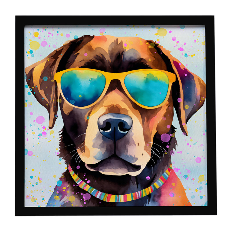 Chocolat Labrador Hippie Dawg, impression sur métal encadrée
