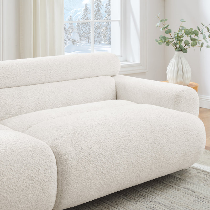 Canapé rembourré 89,37 po Boucle, Blanc