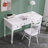 White Rectangular Solid Wood with 3 drawers desk-2128717028
