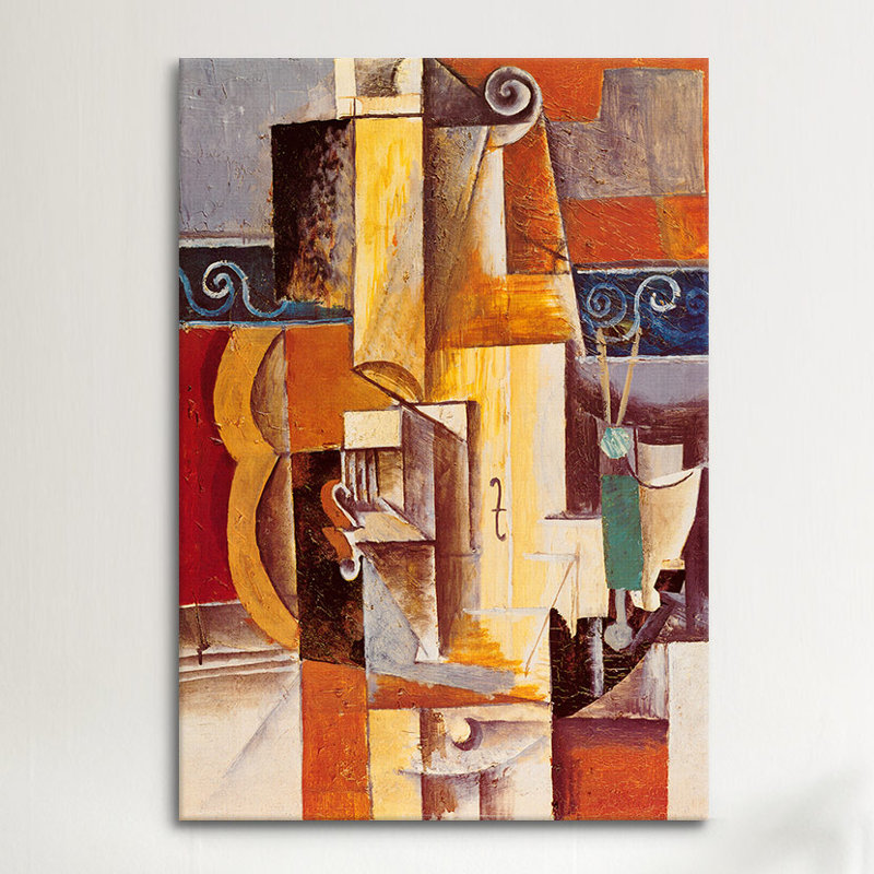 Violon et guitare par Pablo Picasso - reproduction, Sans cadre, H 40 po x l 26 po x P 1,5 po