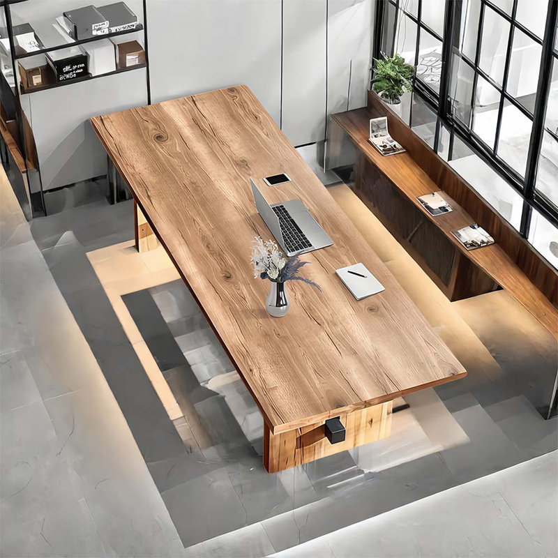 Rectangular solid wood executive desk