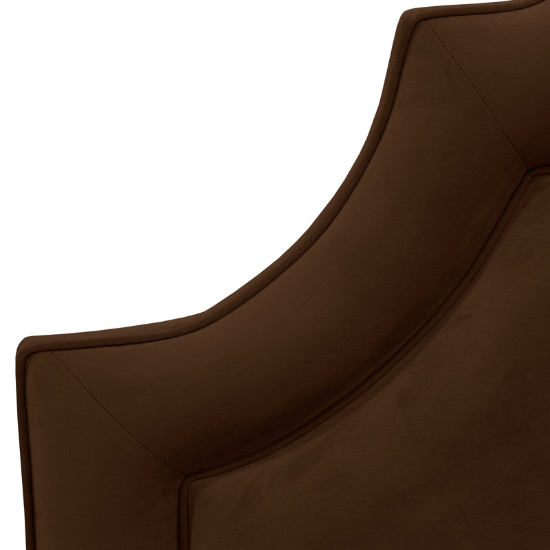 Tête de lit tapissier en velours Aurella, Grand, Velours chocolat classique