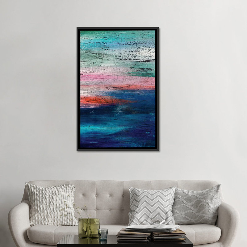 « dimanche matin », reproduction d’art sur toile, Toile avec cadre noir, Pas de tapis, H 48 po x l 32 po x P 1,5 po