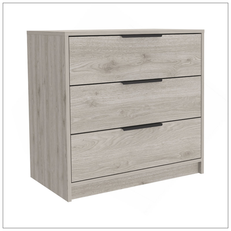 Commode 3 tiroirs Kaia, plateau supérieur - gris clair, Gris