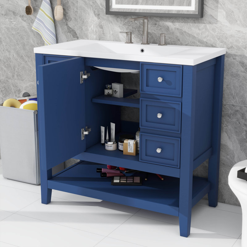 Ensemble de meuble-lavabo 36 po avec armoire et tiroirs 36 po, Blue