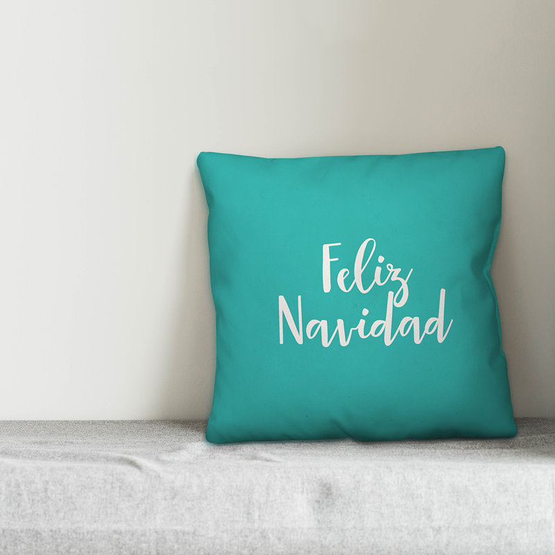  Coussin Feliz Navidad, Bleu sarcelle, Housse de coussin