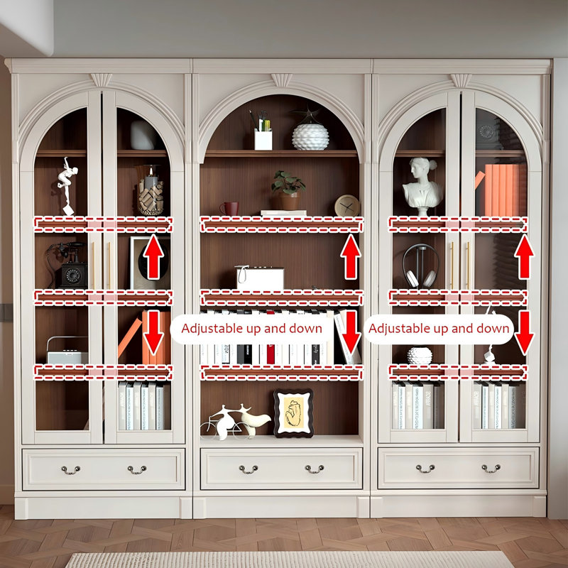 82.68"Pine high-end Modern Minimalist Luxury display stand for antique items,Book Cabinet Storage Bookcase Storage Cabinets For Living Room, Bedroom, Home Office
