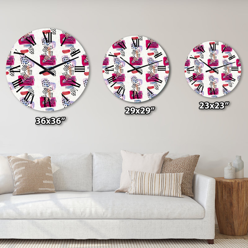 Horloge murale à motifs bleus et noirs rétro sur fond blanc, Moyen