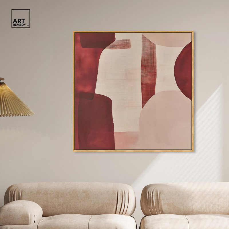 «Scarlet Beacons Canvas Boho» par Art Remedy, Cadre flottant doré, H 41 po x l 41 po x P 1,8 po