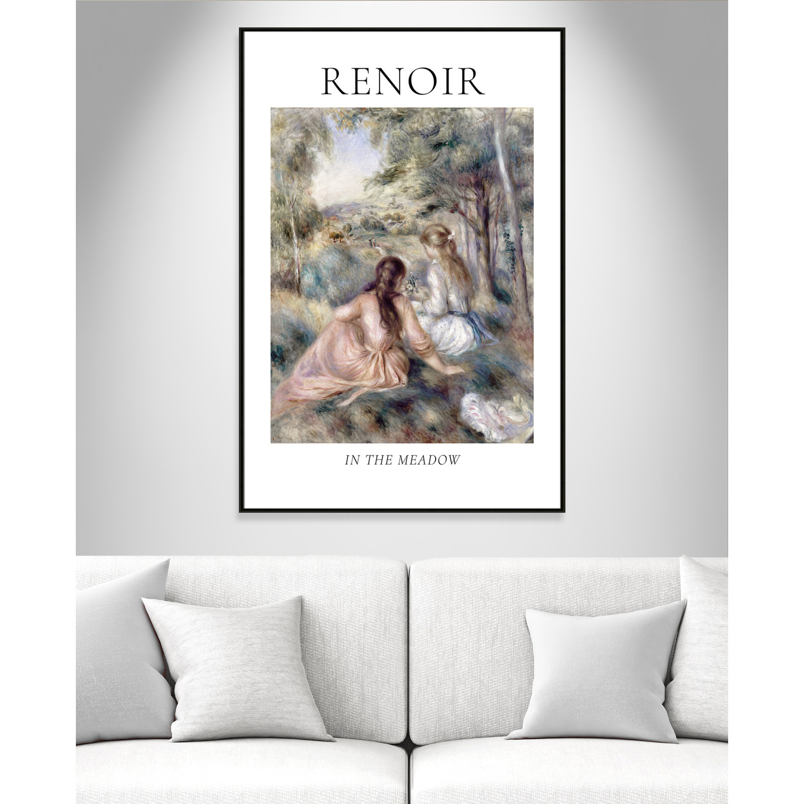Old Masters Collection " In The Meadow " by Auguste Renoir, Espresso Floater Frame, No, 61.5" H x 41.5" W x 2" D