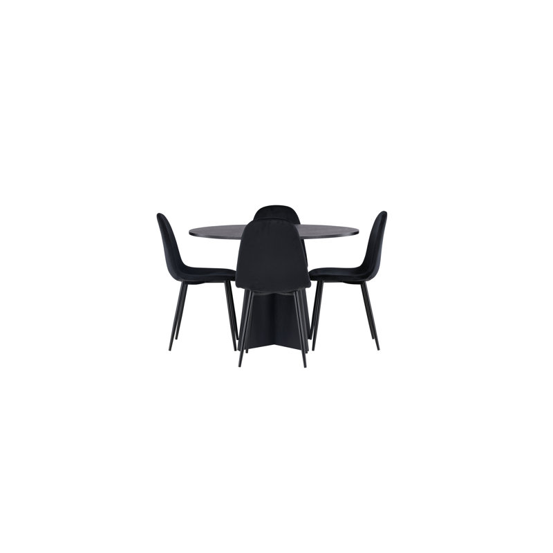 Talley 4 - Person Dining Set, Black, Black