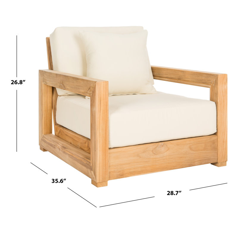 Montford Teak Patio Chair with Cushions, Beige