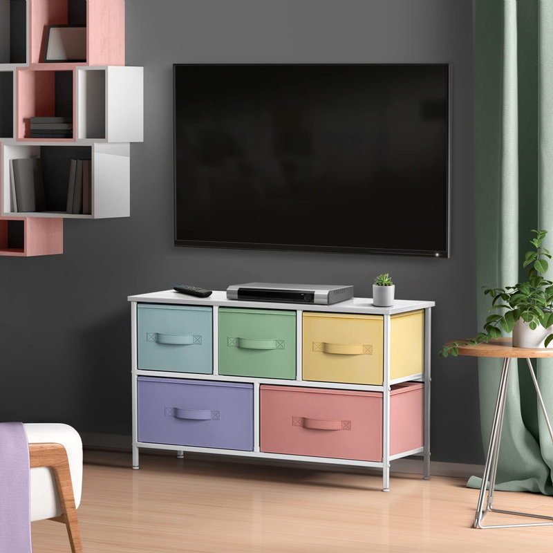 Commode courte large 5 tiroirs Sorbus