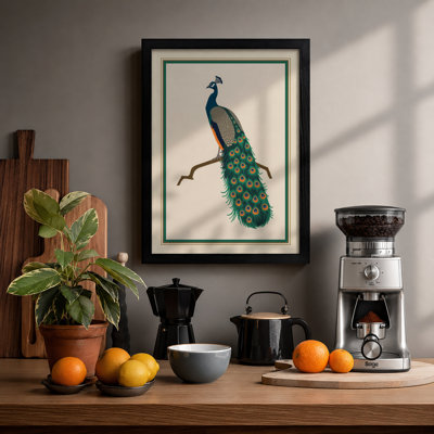 Elegant Peacock Botanical - Framed Print