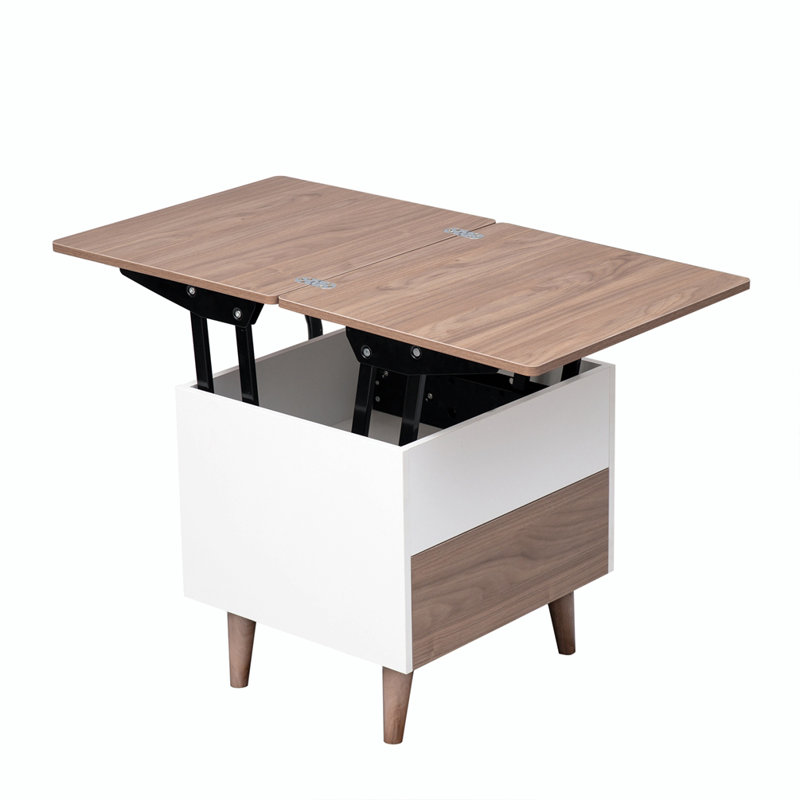 Table basse Fritzsche, Noyer, Noyer / Blanc