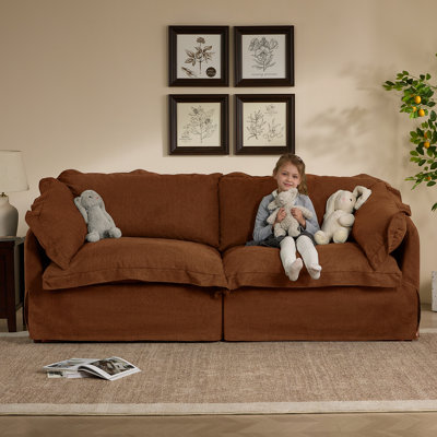 81" Vintage Upholstered Sofa With Hidden Storage And Removable Cover For Living Room