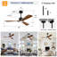 Ventilateur de plafond en bois massif à 3 tiges de 52 pouces avec kit d'éclairage à DEL à intensité variable, 6 vitesses DC, télécommande pour patio, salon, chambre à coucher, bureau, intérieur (noir mat + bois)-129418040-129418041
